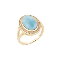 14k Gold Vermeil Larimar Halo Ring