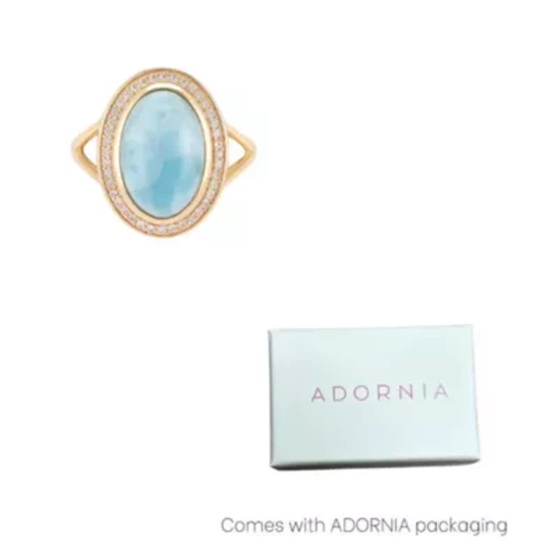 14k Gold Vermeil Larimar Halo Ring