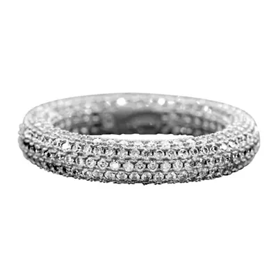 Rhodium Plated Crystal Eternity Rounded Band Ring