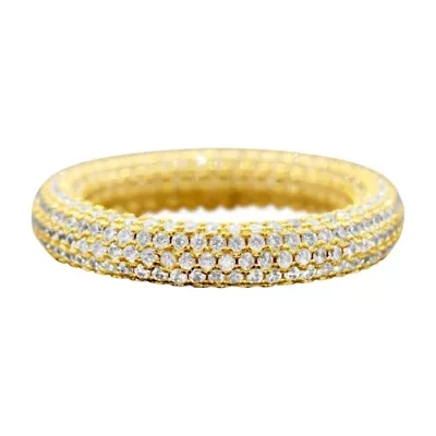 14k Gold Plated Crystal Eternity Rounded Band Ring