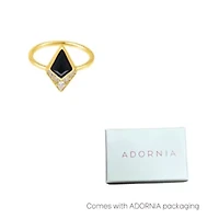 Black Onyx Diamond Ring 14k gold vermeil