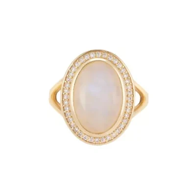 14k Gold Vermeil Moonstone Halo Ring