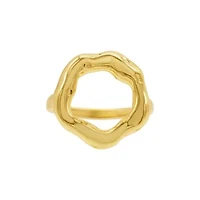 Tarnish Resistant 14k Gold Plated Open Circle Hammered Ring