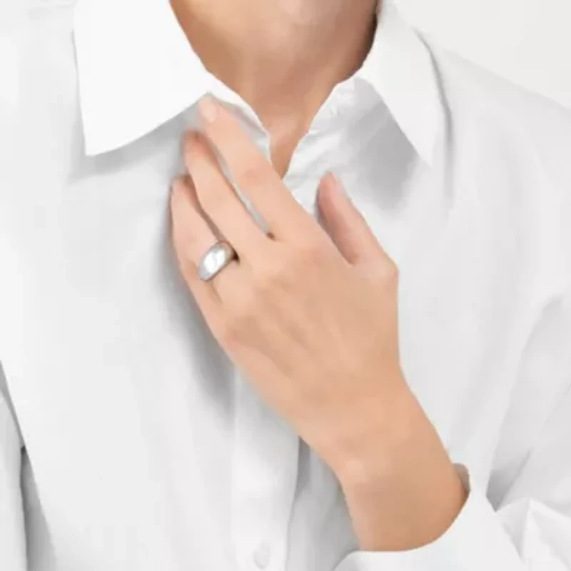 Tarnish Resistant Rhodium Plated Dome Ring