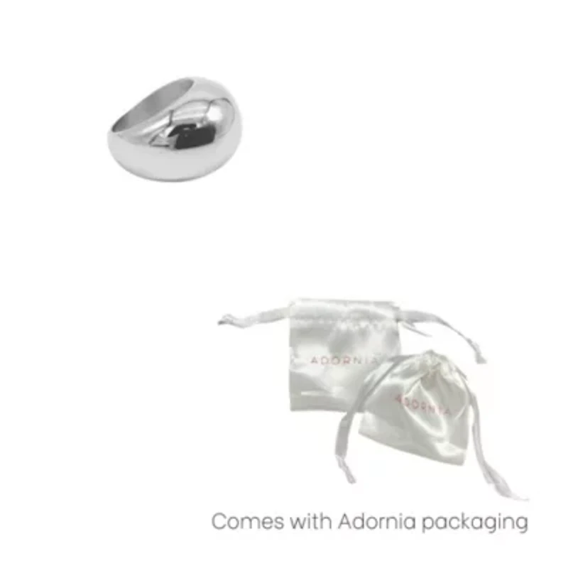 Tarnish Resistant Rhodium Plated Dome Ring