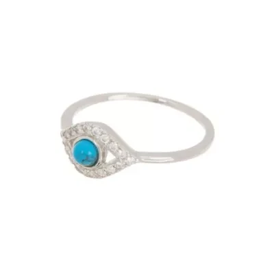 Rhodium Plated Evil Eye Ring