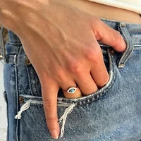 Rhodium Plated Evil Eye Ring