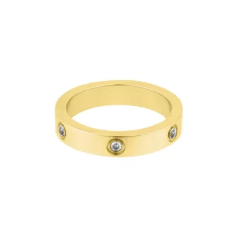 Tarnish Resistant 18k Gold Plated Pave Eternity Band Ring