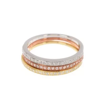 14k Gold and Rhodium Plated Half Eternity Band Set