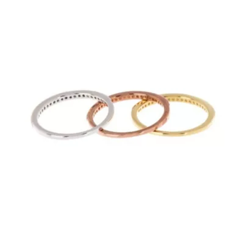 14k Gold and Rhodium Plated Half Eternity Band Set