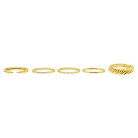 14k Gold Plated Set of 5 Stacking Bands