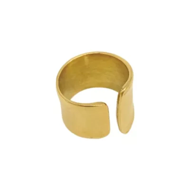 Tarnish Resistant 14k Gold Plated Tall Open Band Ring