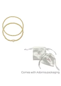 14k Gold Plated Ball Bead Initial Bracelet Set