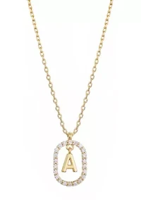 14k Gold Plated Floating Letter CZ Frame Necklace
