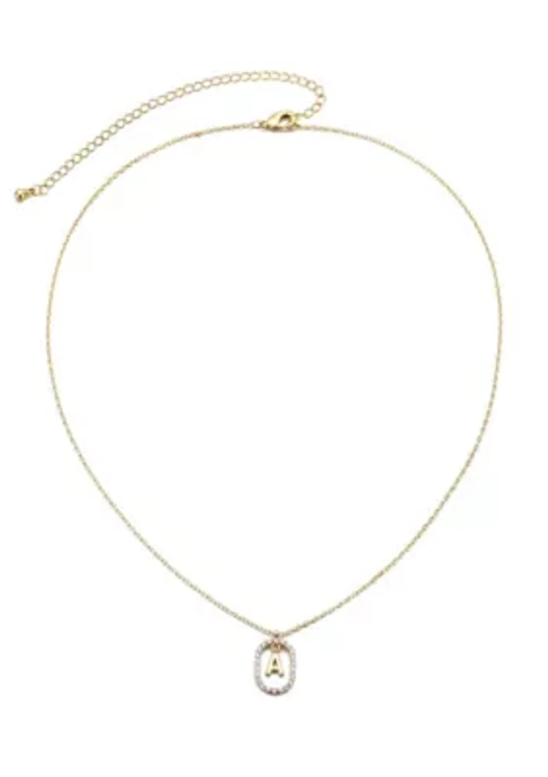 14k Gold Plated Floating Letter CZ Frame Necklace