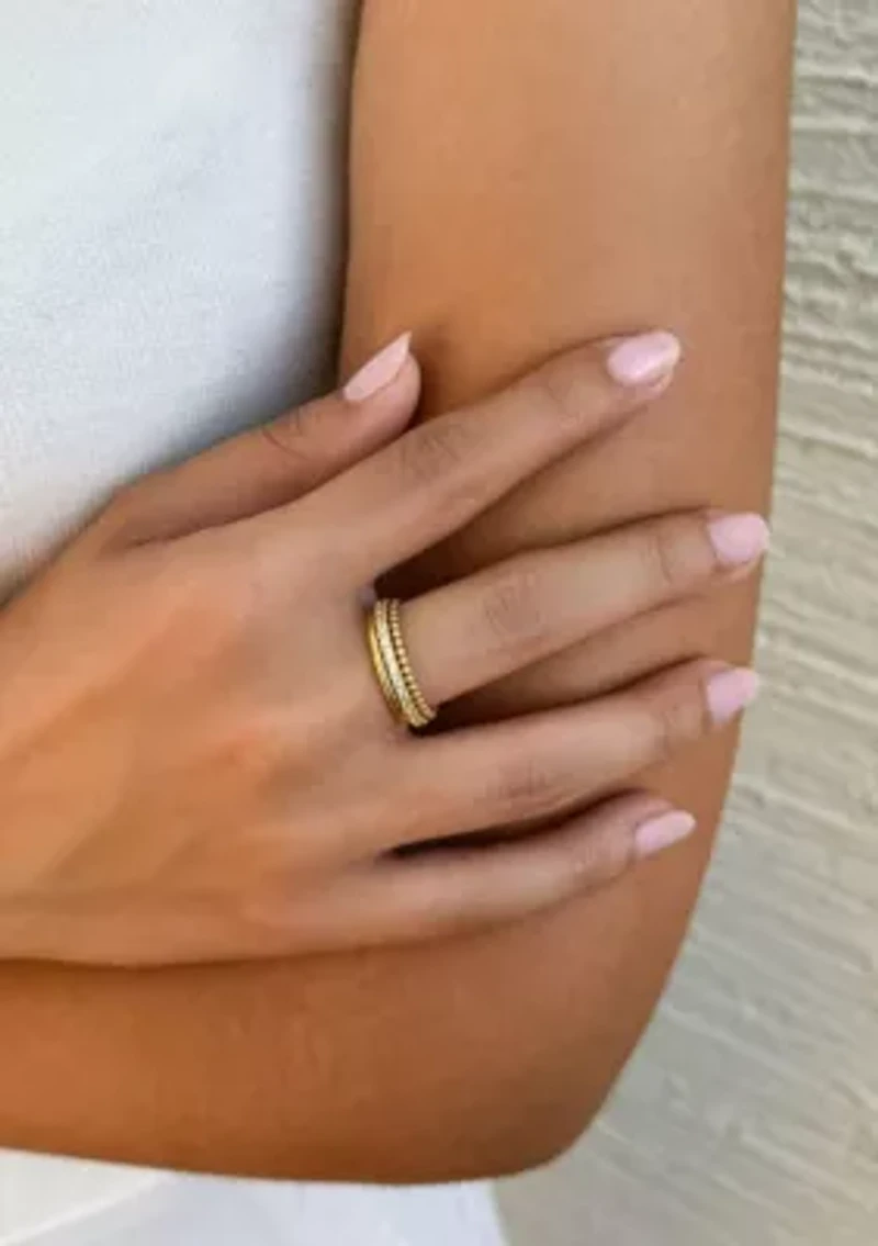 14k Gold Plated 3-Band Eternity Band Set