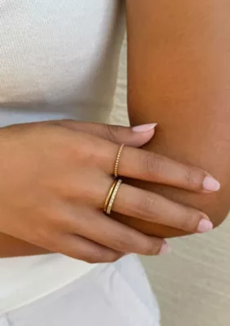 14k Gold Plated 3-Band Eternity Band Set