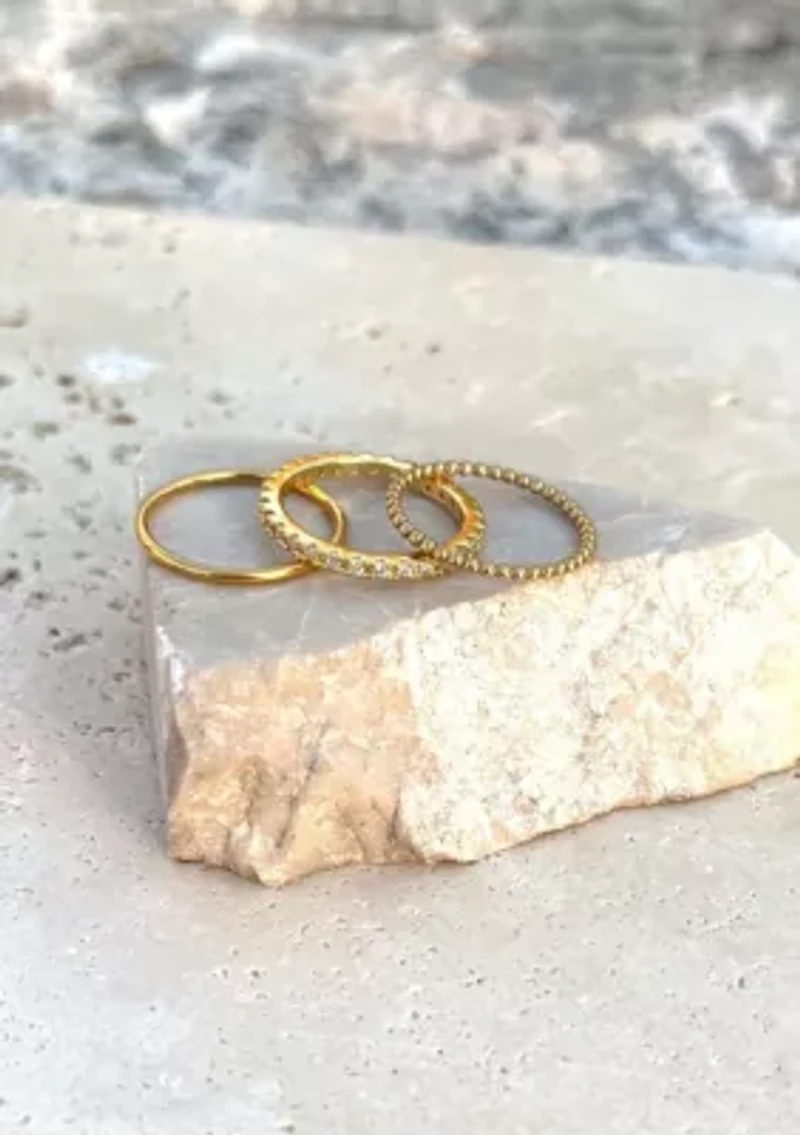 14k Gold Plated 3-Band Eternity Band Set