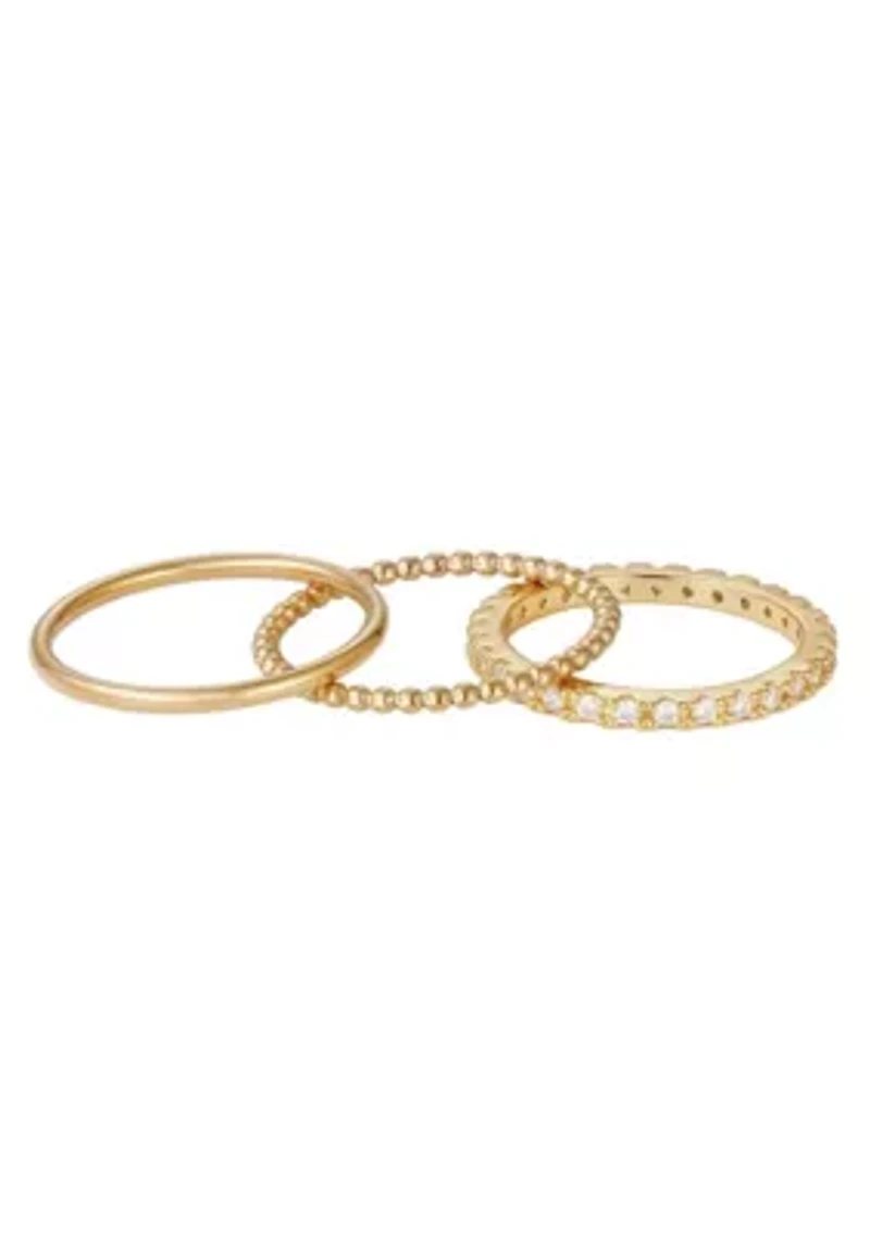 14k Gold Plated 3-Band Eternity Band Set