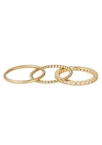 14k Gold Plated 3-Band Eternity Band Set