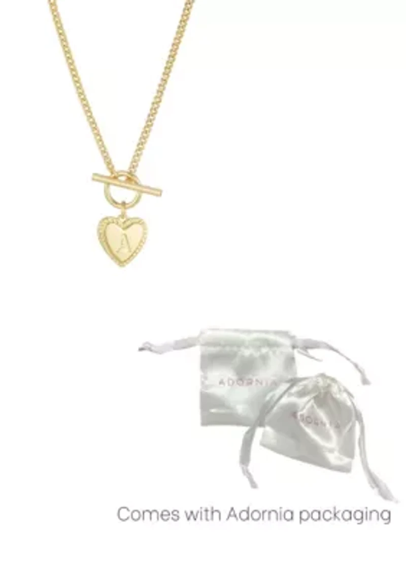14k Gold Plated Heart Initial Toggle Necklace