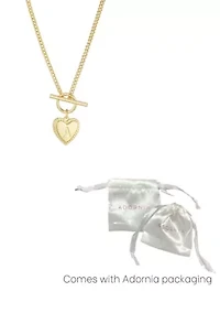 14k Gold Plated Heart Initial Toggle Necklace