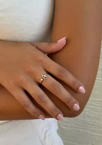 Silver Plated Adjustable CZ Initial Ring