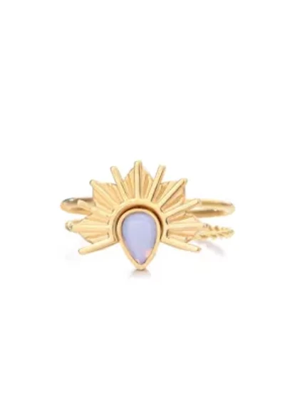 Tarnish Resistant 18k Gold Plated Opal Sunrise Ring Set