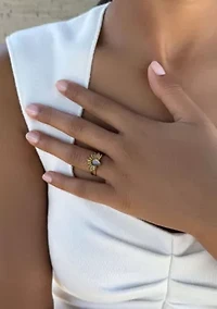 Tarnish Resistant 18k Gold Plated Opal Sunrise Ring Set