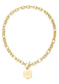 14k Gold Plated Monogram Initial Chunky Toggle Necklace