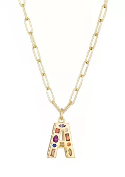 14k Gold Plated Funky Initial Paperclip Chain Necklace