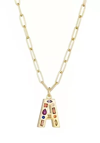 14k Gold Plated Funky Initial Paperclip Chain Necklace