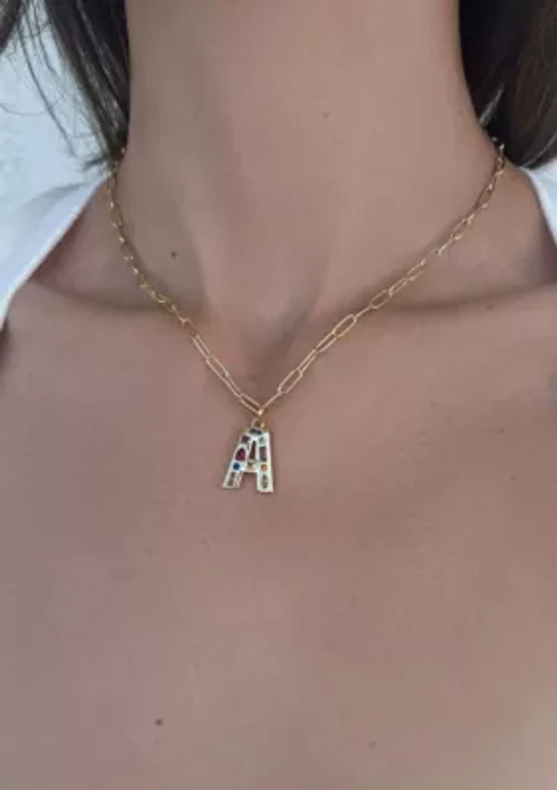 14k Gold Plated Funky Initial Paperclip Chain Necklace