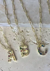 14k Gold Plated Funky Initial Paperclip Chain Necklace