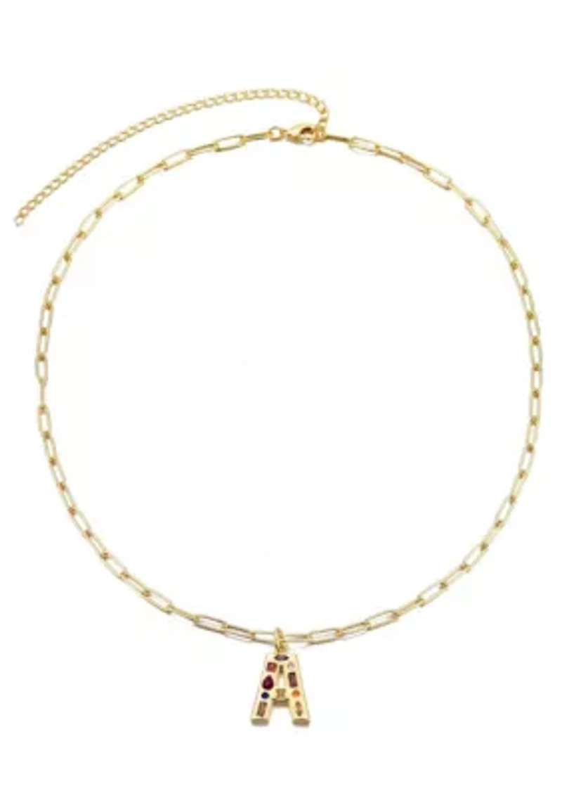 14k Gold Plated Funky Initial Paperclip Chain Necklace