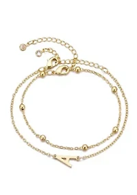 14k Gold Plated Initial Bracelet Set