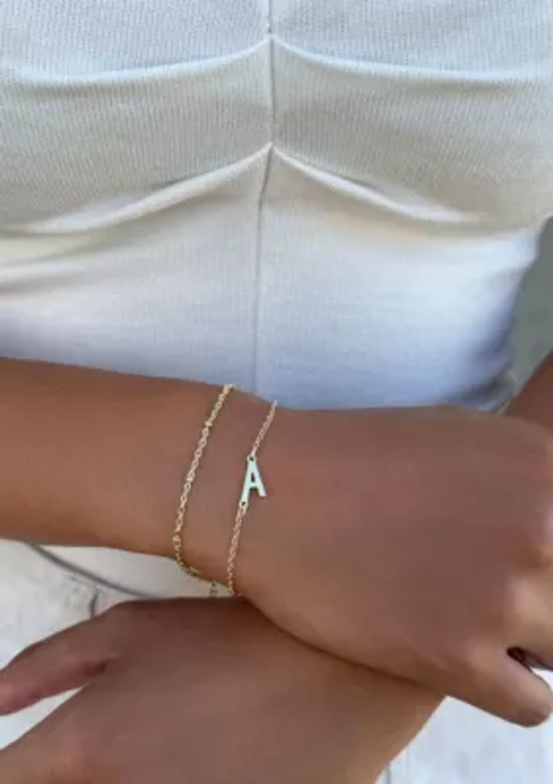 14k Gold Plated Initial Bracelet Set