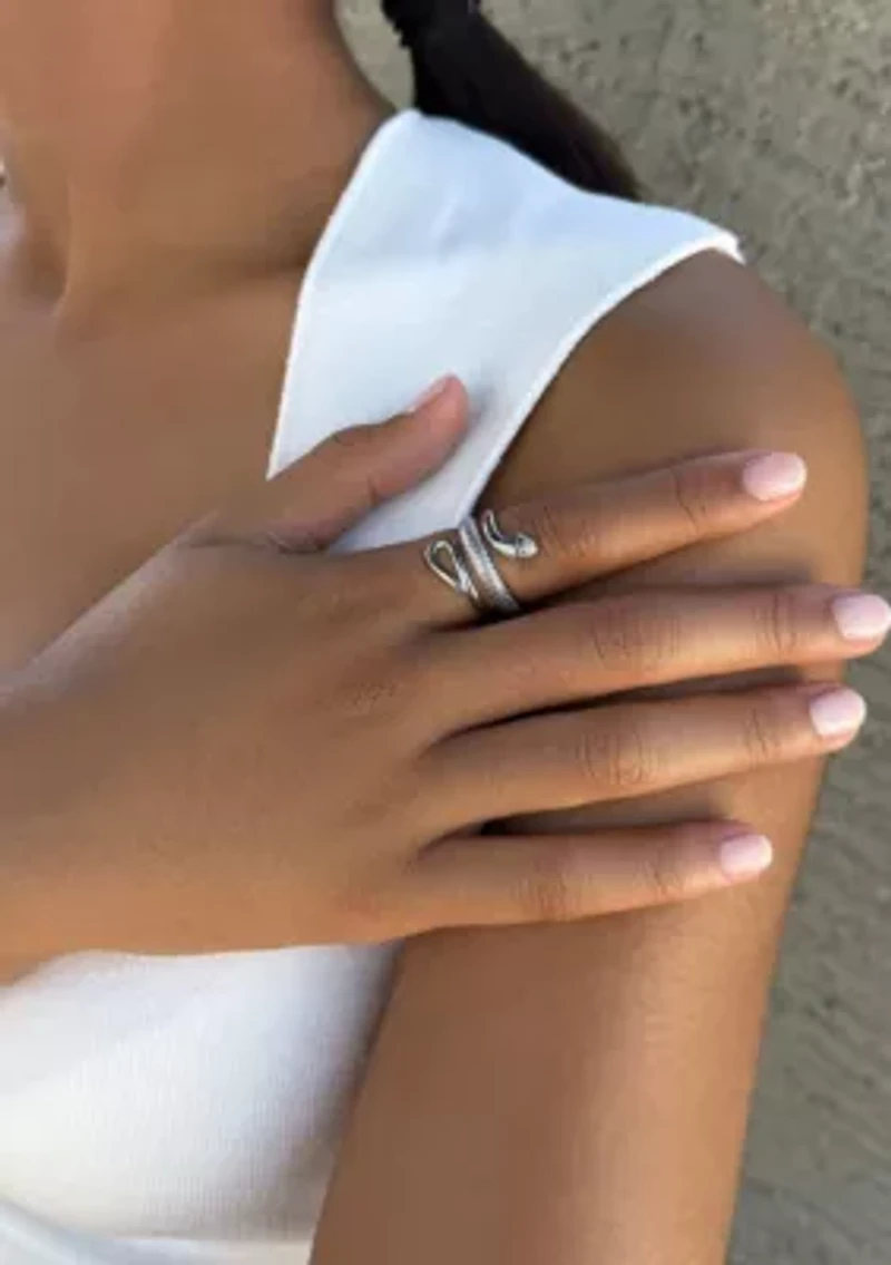 Tarnish Resistant Silver Curvy Snake Ring