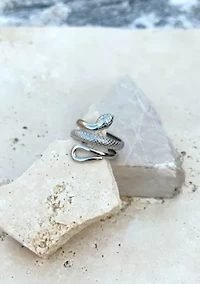 Tarnish Resistant Silver Curvy Snake Ring