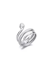 Tarnish Resistant Silver Curvy Snake Ring
