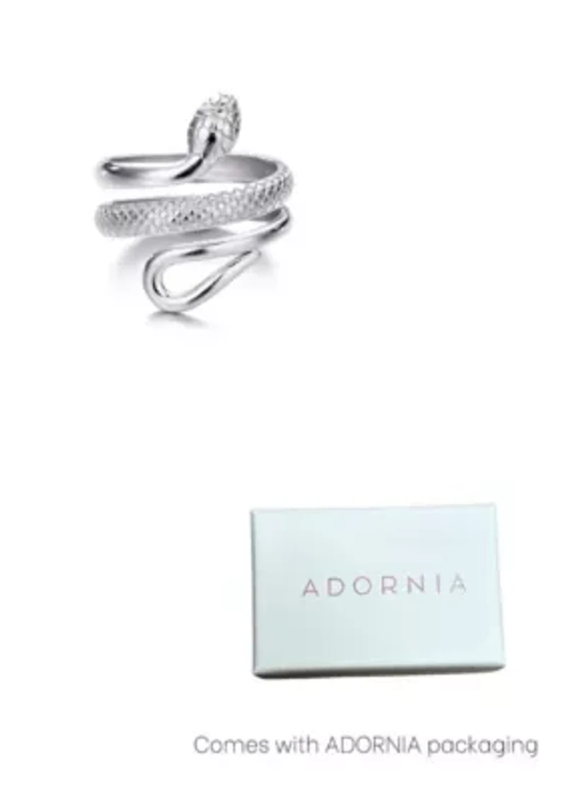 Tarnish Resistant Silver Curvy Snake Ring