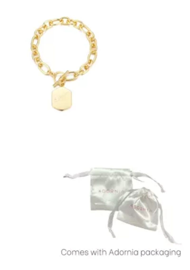 14k Gold Plated Monogram Initial Chunky Toggle Bracelet