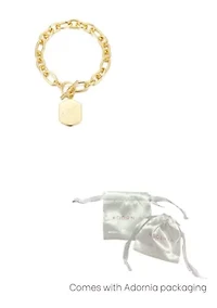 14k Gold Plated Monogram Initial Chunky Toggle Bracelet