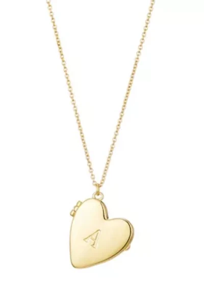14k Gold Plated Initial Heart Locket Necklace