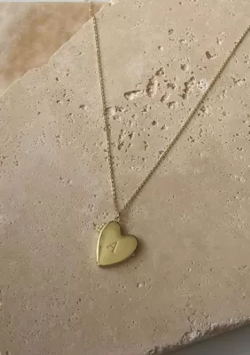 14k Gold Plated Initial Heart Locket Necklace