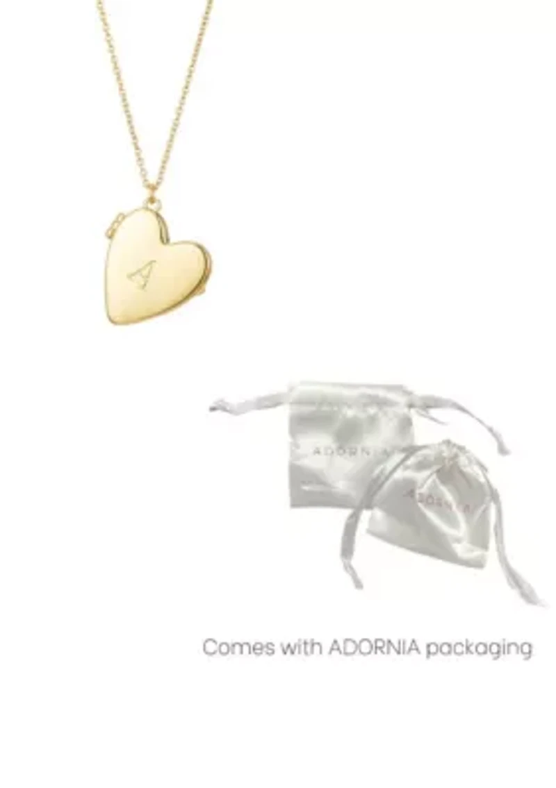14k Gold Plated Initial Heart Locket Necklace