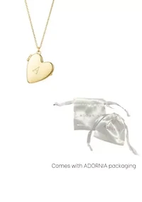 14k Gold Plated Initial Heart Locket Necklace