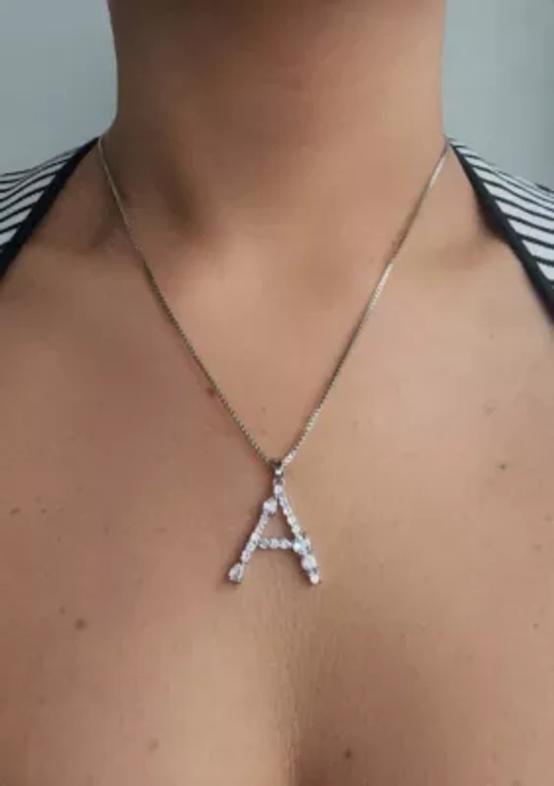 Silver Plated Mixed Stone Crystal Initial Necklace