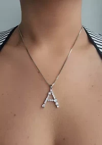 Silver Plated Mixed Stone Crystal Initial Necklace