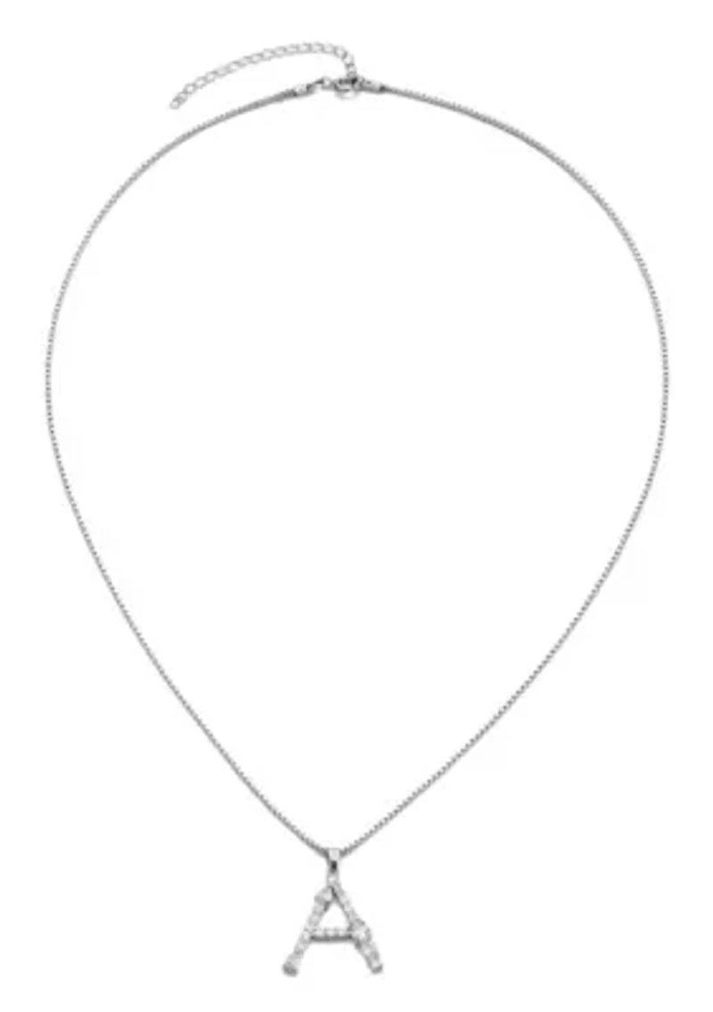 Silver Plated Mixed Stone Crystal Initial Necklace